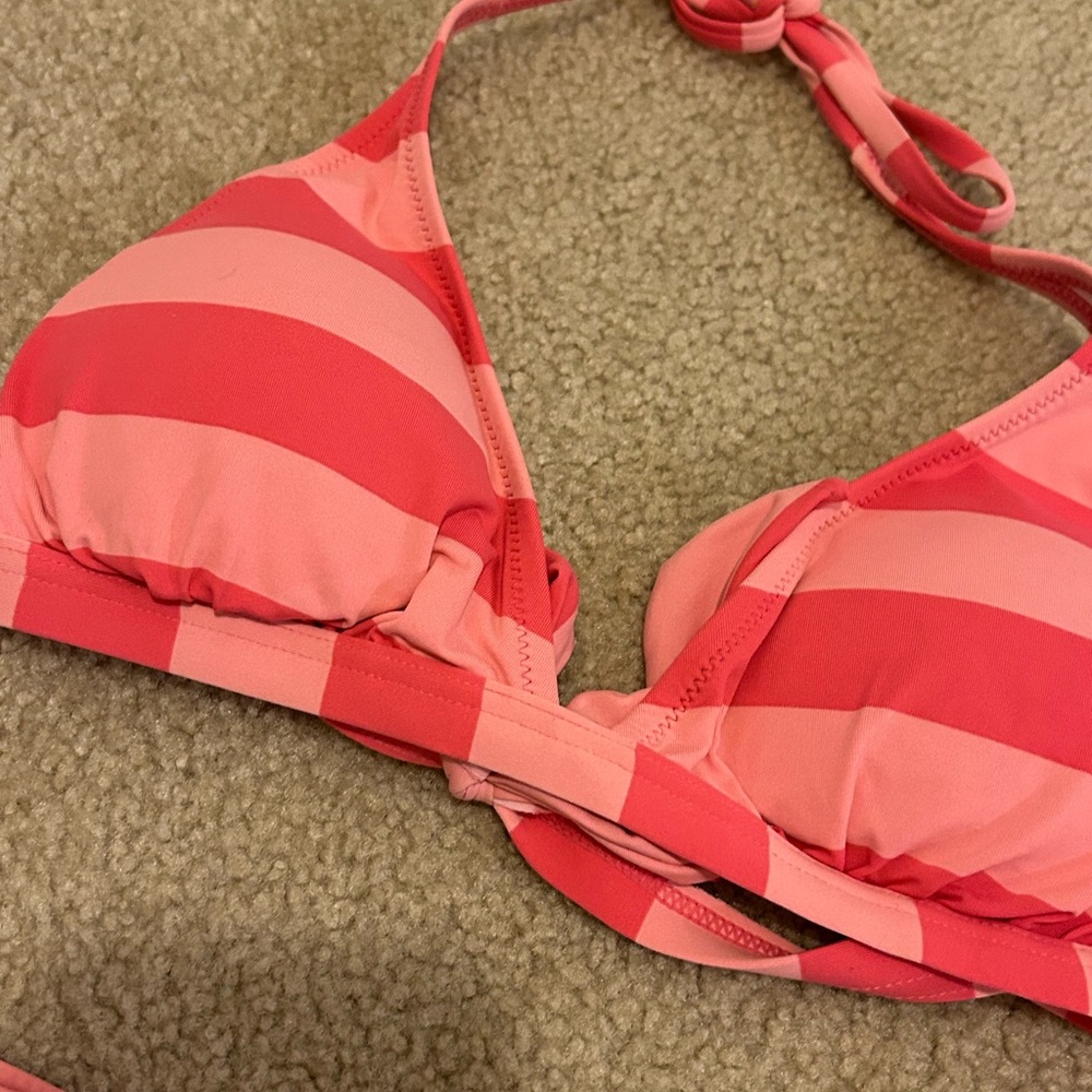 Ing Pink and Red Striped Bikini - Picture 3 of 6